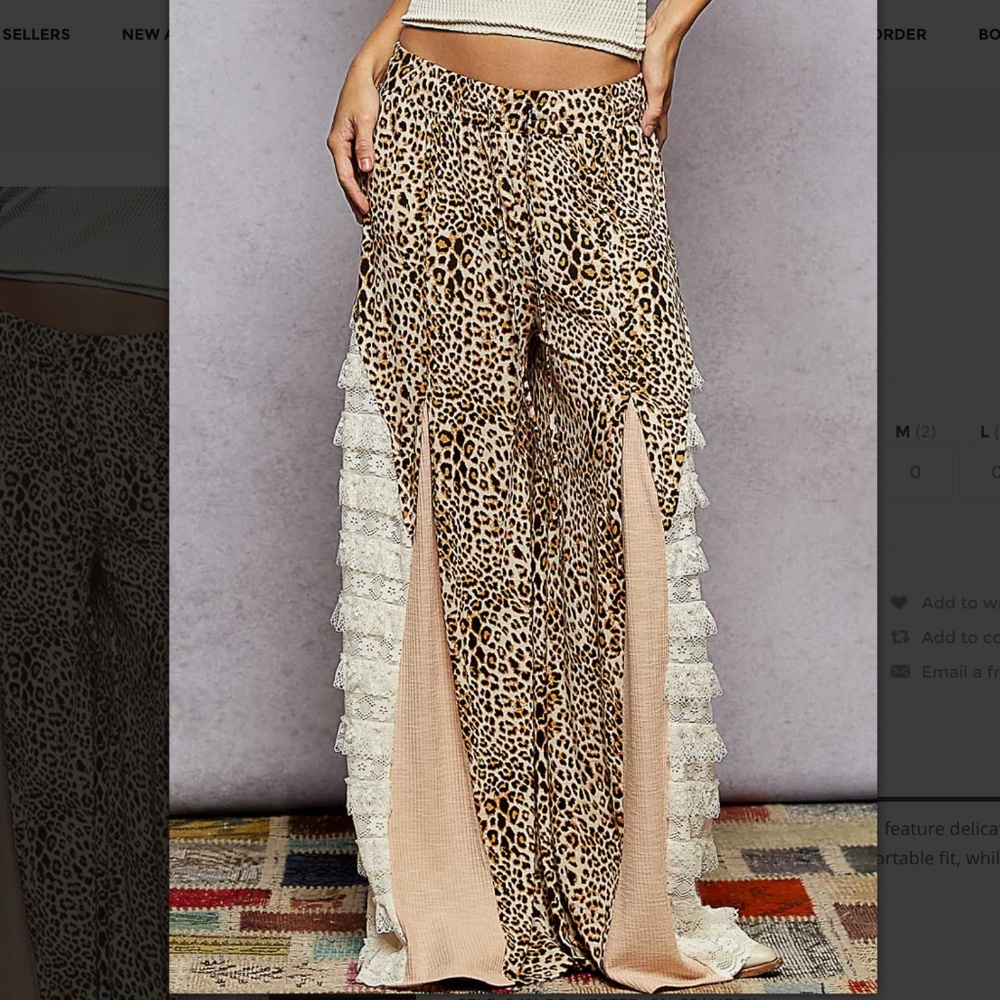 POL Beige and Leopard Print Boot-Cut Jumpsuit Pant - Picture 6 of 10
